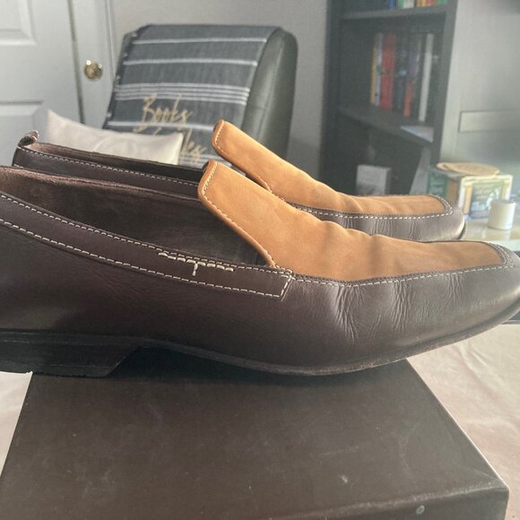 a.testoni Italian-made Loafer/Moccasin  Brown Leather and Caramel Suede, Size 10 main image 9